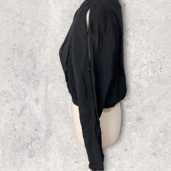 NWT Good American black crossfront cropped blouse-2 - Picture 4 of 8
